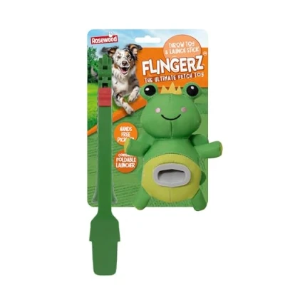 Image of Rosewood Flingerz Frog Dog Toy Launcher Interactive Fetch Flinger for Active Dogs, Durable and Entertaining