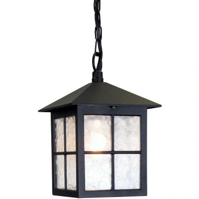 Image of Winchester 1 Light Outdoor Ceiling Chain Lantern Black IP43, E27