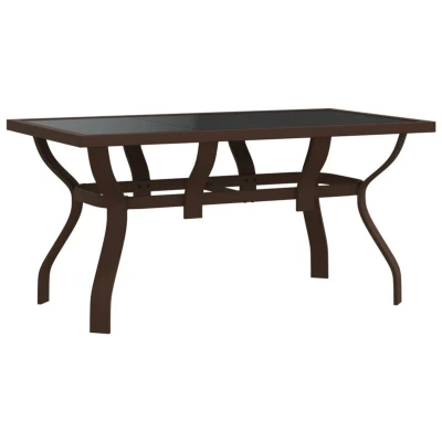 Image of vidaXL Garden Table Brown and Black 140x70x70 cm Steel Glass