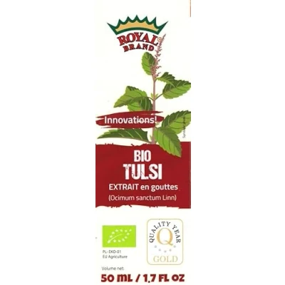 Image of Tulsi Holy Basil Tincture Organic / Extract Drops 50ml 1.7 fl oz Glass Bottle for Better Quality