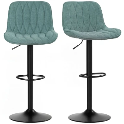 Image of HOMCOM Bar Stools Set of 2 Modern Armless Chairs Blue
