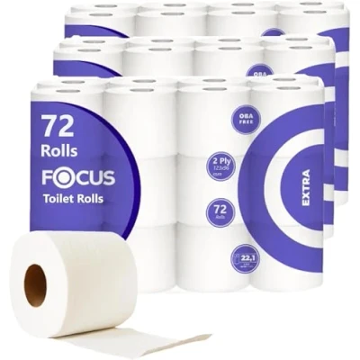 Image of 3ply Toilet Rolls 3 ply Paper Soft Roll Loo Sustainable Tissue 72 Hypoallergenic (2 Rolls)