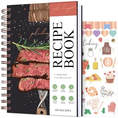 Image of PLANBERRY Recipe Book Blank Hardcover Cookbook to Write in Your Own Recipes Empty Cook Journal Fill Family Notebook 60 Recipes, 14x21cm (Grilltopia)