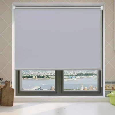 Image of Roller Blinds 120 x cm No Drill 100% Blackout Thermal Blind Curtain with Fittings Waterproof Fabric for Any Windows Door Office, Light Grey