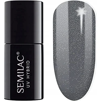 Image of 326 UV Hybrid Nail Polish Semilac Foggy Grey Shimmer 7 ml