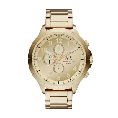 Image of Armani Exchange Watch for Men, Quartz Chronograph Movement, 45 mm Gold Stainless Steel Case with a Strap, AX2095