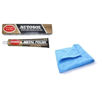 Image of 1 x 75ml Tube Solvol Autosol And Microfibre Cloth Chrome Ali &amp; Metal Polish