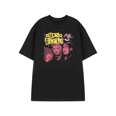 Image of Scooby Doo! Hex Girls Punk Womens Black Graphic Tee Short Sleeve T Shirt Cartoon Band Retro Apparel Mystery Inc. Merchandise for Fans &amp; Collectors