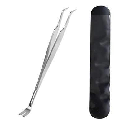 Image of JIEYUCHU Tick Remover Tool, 2 in 1 Stainless Steel Remover, Tweezers With Leather Bag, Painlessly for Dogs Cats and Humans Pets