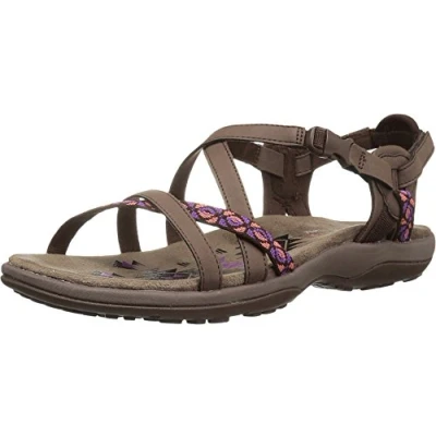 Image of Skechers Women&#039;s Reggae Slim Vacay 40955 Sling Back Sandals, Brown Chocolate Duraleather Webbing, 4 UK