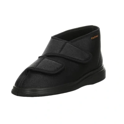Image of Fischer Unisex Adults&#039; Bequem Schuh Hoch Schwarz Unlined high house shoes, Black (schwarz 222), 9 UK