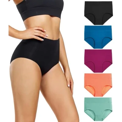 Image of wirarpa Ladies Knickers Cotton Full Briefs High Waisted Underwear Panties for Women 5 Pack Size M