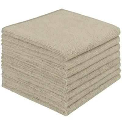 Image of AIDEA Microfibre Cloth Pack of 8, Multifunctional Reusable Cleaning Cloths, Lint Free Streak Washable Duster for House, Kitchen, Car, Motorbike, Windows 30 x cm brown