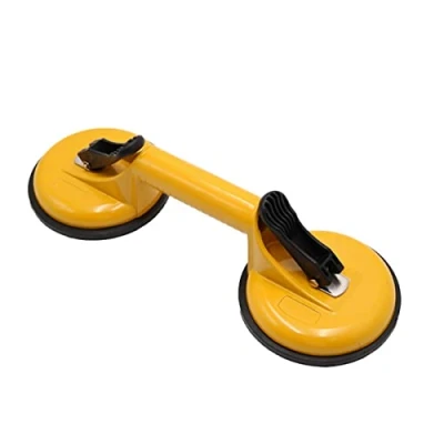 Image of Heavy Duty Aluminum Double Handle Suction Cup Plate Professional Glass Puller/Lifter/Gripper (yellow 2 claws)