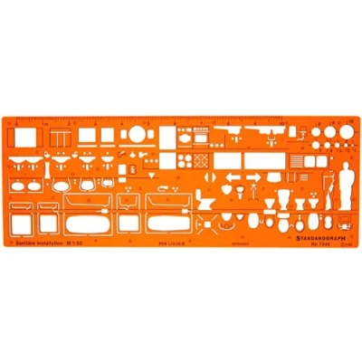 Image of Sanitary Stencil 1:50 Architect Architectural Template Furniture for Interior Design Technical Drawing Architecture