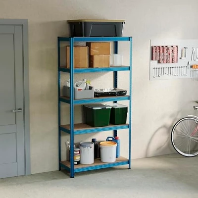 Image of Home Vida 5 Tier Layer Shelf Storage Shelving Rack Heavy Duty Kitchen Garage Racking Unit 875 Kgs Capacity, Large, Blue
