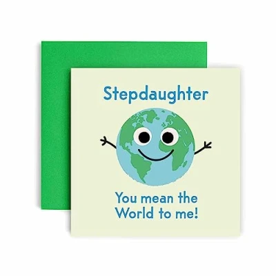 Image of Huxters Birthday Cards for Women World to Me Step Daughter Happy Card Sister with Lovely Red Envelope Funny (Step Daughter)