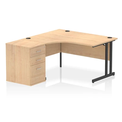 Image of Impulse 1400 LH Crescent Desk Cantilever Maple/Black 600 High Ped