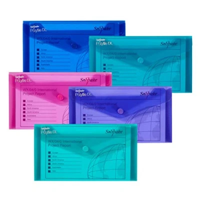 Image of Snopake DL Polyfile Popper Wallet with Press Stud Closure Electra Assorted [Pack of 5] Ref: 10035