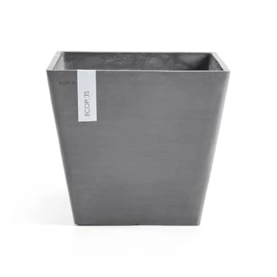 Image of Ashortwalk ECOPOTS Rotterdam plant pot made from recycled plastic (Width 50cm x Length Height 44cm) (Grey)