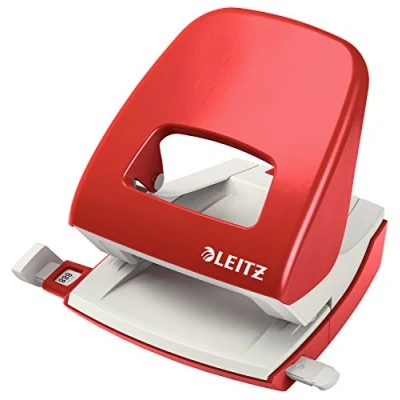 Image of Leitz Hole Punch, 30 Sheets, Guide Bar with Format Markings, Metal, NeXXt Range, 50080025 Red