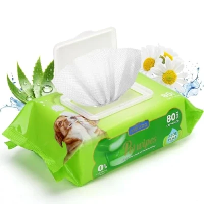 Image of Nobleza Dog Wipes Hypoallergenic Pet for Dogs Cats, Aloe Vera Cleaning Wipe Full Body Paws Face pH Balanced, Unscented, 8 Pack, 640 Count in Total.