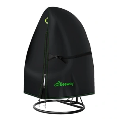 Image of BEEWAY Swing Egg Chair Cover Waterproof, Outdoor Patio Rattan Hanging Cocoon with Zipper 420D Oxford Fabric, Anti UV , Windproof Ø200 x 230cm Double Seater