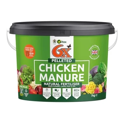 Image of 6X Natural Pelleted Chicken Fertiliser, Six Times More Nutrients Than Farm Yard Manure, Fully Composted, Weed Free 7Kg