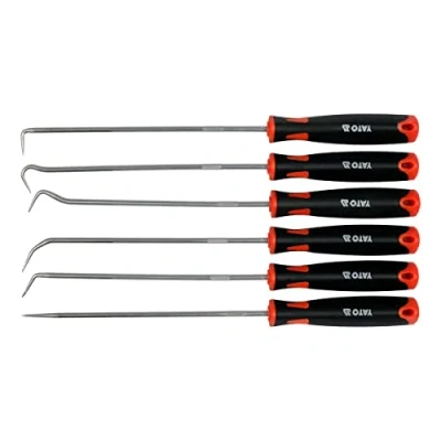 Image of YATO YT 08428, Long Pick and Hook Set 6 Pcs 240mm Long, Soft Grip Handles