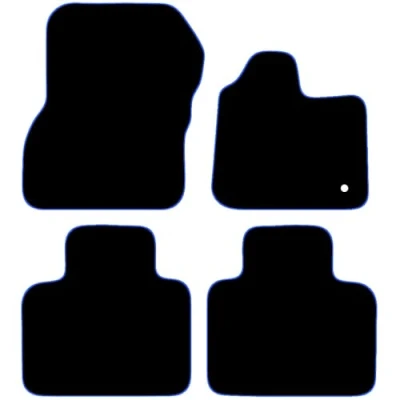 Image of Carsio Carpet Car Mats For Renault Zoe 2012&gt; Onwards Tailored Fit Floor Mat Set Complete Accessory Black Custom Fitted All Weather, Anti Slip Backing &amp; Blue Trim