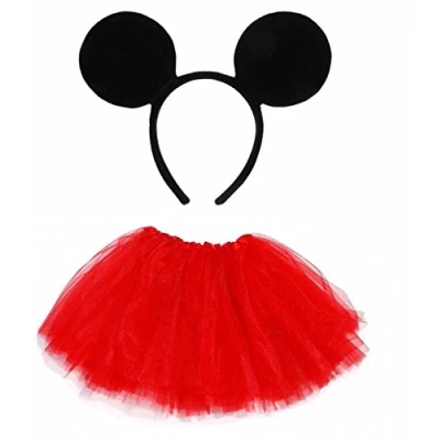 Image of Lizzy Ladies ANIMAL Fancy DRESS Tutu with EARS BOW TAIL SET for Halloween, Hen Party Outfit Skirt (Mickey Mouse Costume)