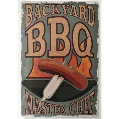 Image of UK Seller RETRO METAL WALL SIGN BBQ TIN VINTAGE KITCHEN DAD GIFT FATHERS DAY