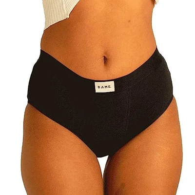 Image of DAME Reusable Period Pant High Waist Night Black Size 8 Soft Organic Cotton Knickers for Women. Secure, Ultra Absorbent, Hypoallergenic Underwear.