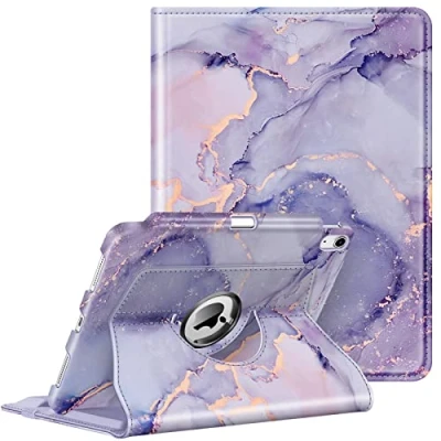 Image of FINTIE Rotating Case Compatible with iPad 10th Generation (2022 Model) 10.9 Inch 360 Degree Swivel Protective Stand Cover Pencil Holder, Auto Wake/Sleep, Lilac Marble
