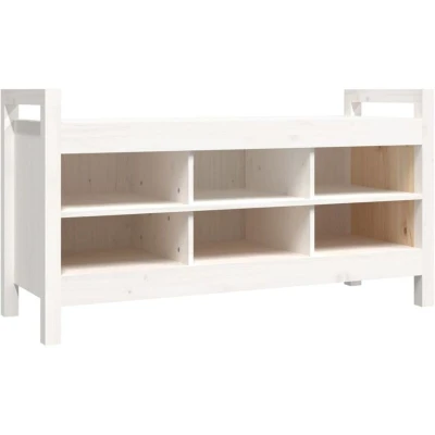 Image of vidaXL Hall Bench White 110x40x60 cm Solid Wood Pine