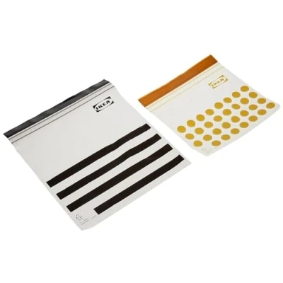 Image of ISTAD Plastic Bag, black and yellow, Pack of 60, Comprises: 30 bags (0.4 l) (1 l), can be used over again since it re sealed.