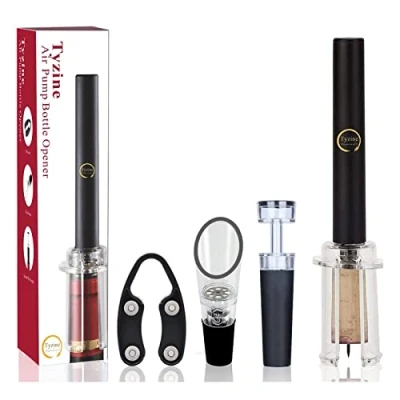 Image of Air Pressure Pump Bottle Opener with Foil Cutter,Aerator Pourer,Vacuum Stopper(4PCS),Simple Cork Remover,Efficient Corkscrew Opener,Great for Wine Lovers,Perfect Gift.