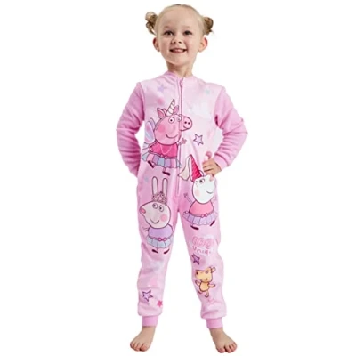 Image of Girls Peppa Pig Onesie All in One Pyjamas Character Nightwear (Peppa Pig, 2 3 Years)