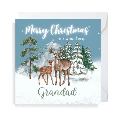 Image of Second Ave Grandad Christmas Reindeer Square Xmas Holiday Festive Greetings Card