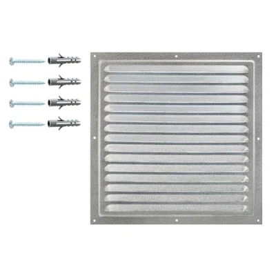 Image of Air Vent Cover Made from Galvanized Steel 30 x cm / 12 inches, Metal Ventilation Grille with Protective Net, Indoor/Outdoor Grid, Grate Mesh.