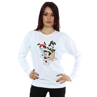 Image of Absolute Cult Animaniacs Women&#039;s Dot Wakko and Yakko Sweatshirt White XX Large