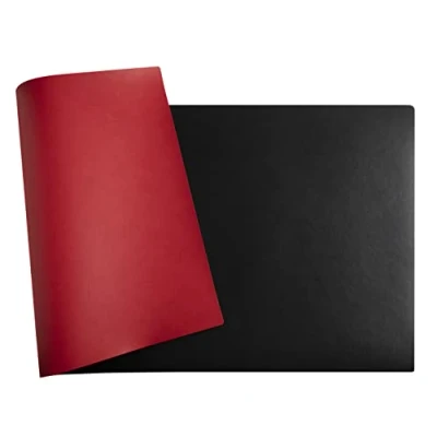 Image of Exacompta Ref. 29121E 1 Home Office soft pad in two tone imitation leather (polyurethane) and resistant, desk protector, mouse 35x60 cm black/red colour delivered rolled
