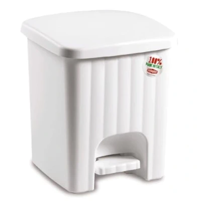 Image of Stefanplast Pedalina Square Dustbin, White, 4.5 Litre