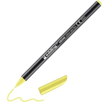 Image of edding 1200 colour pen fine neon yellow 1 round tip mm felt for drawing and writing school or mandala