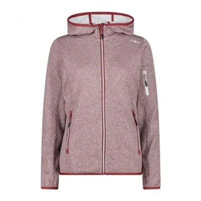 Image of CMP Knit Tech Women&#039;s Jacket with Fixed Hood, Garnet Off White, 40 EU