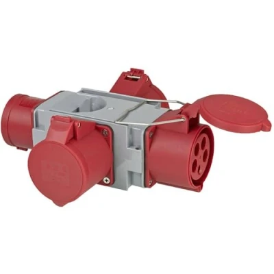 Image of Brennenstuhl CEE Adapter Power Distributor IP44 (1x plug 400V/32A &amp; 3x sockets 400V/32A, for permanent use in outdoor areas, construction sites and farms)