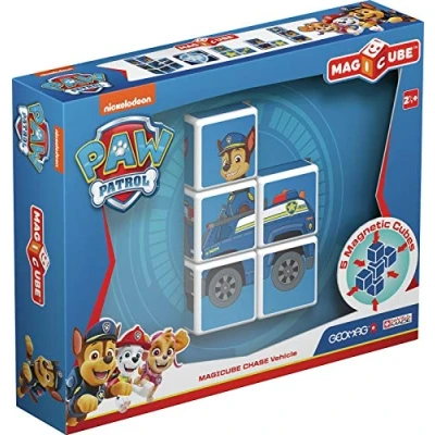 Image of Geomag Magicube Paw Patrol 079 Chase’s Police Car Magnetic Constructions, 5 Cubes