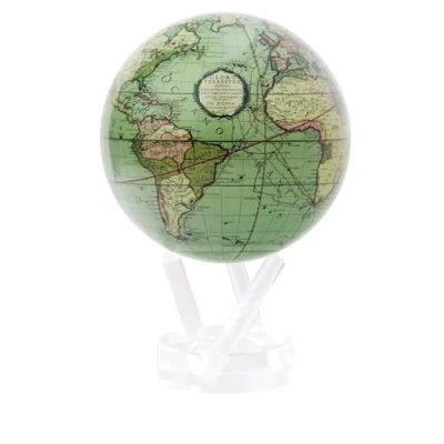 Image of MOVA Globe Antique Terrestrial Green 6&quot; with Base, Solar Powered Rotating No Need of Battery or Chord, Unique Gift and Decoration