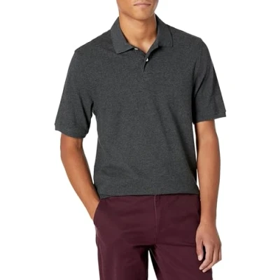 Image of Amazon Essentials Men&#039;s Regular Fit Cotton Pique Polo Shirt (Available in Big and Tall), Charcoal Heather, XXL