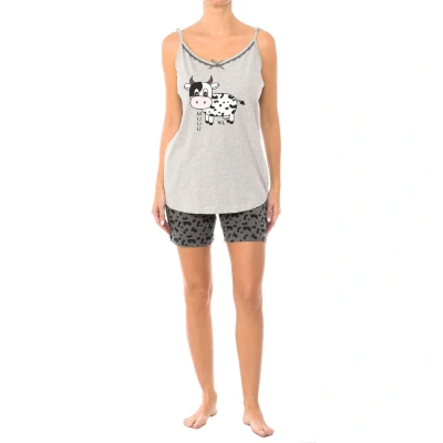 Image of Kisses&amp;Love Womenss suspender pajamas KL45200 Grey material_cotton Size X Large